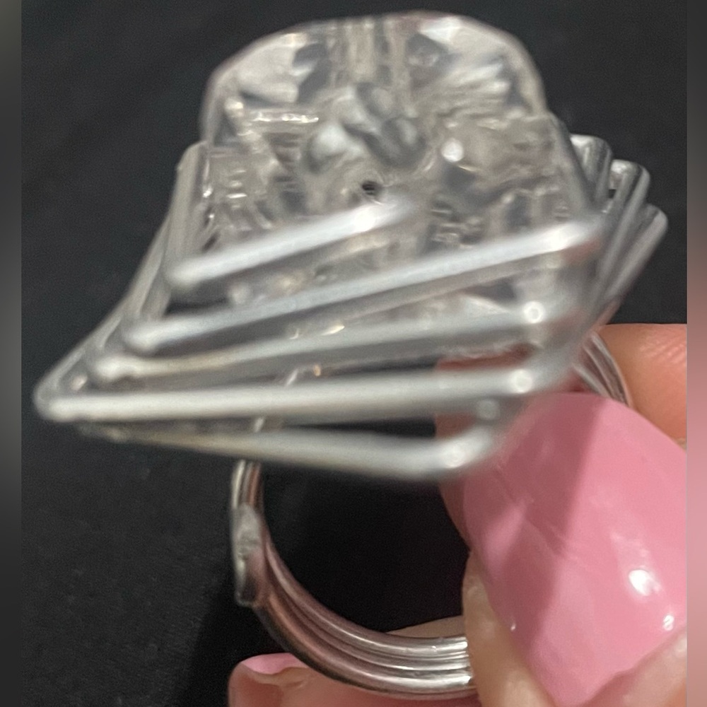 2 Adjustable Metal & Crystal Rings - Picture 3 of 3